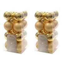 32x Gouden Kunststof Kerstballen 4 Cm at/glans - Onbreekbare Plastic Kerstballen - Kerstboomversiering Goud