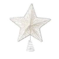 Decoris Witte Sterren Piek Ijzer 25 Cm - Witte Kerstboom Versieringen