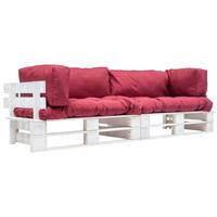 vidaXL 2-tlg. Garten-Palettensofa-Set mit Roten Kissen Kiefernholz 