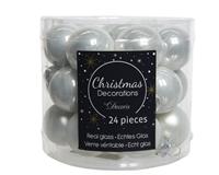 Decoris 24 Glazen balletjes 25 mm winter wit