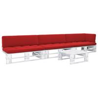 vidaXL 4-tlg. Paletten-Lounge-Set mit Kissen Weiß Kiefer Imprägniert 