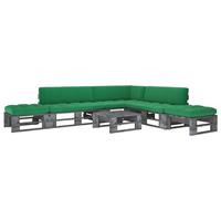 6-delige Loungeset Pallet Met Kussens Grijs Geïmpregneerd Hout
