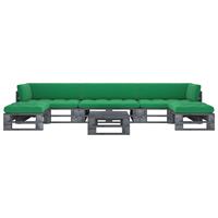 6-delige Loungeset Pallet Met Kussens Grijs Geïmpregneerd Hout
