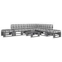 6-delige Loungeset Pallet Met Kussens Grijs Geïmpregneerd Hout