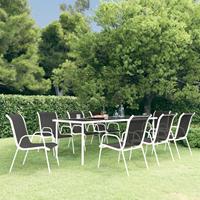 vidaXL 9-tlg. Garten-Essgruppe Stahl Schwarz 