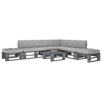 vidaXL 6-delige Loungeset pallet met kussens grijs geïmpregneerd hout