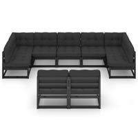 VidaXL 9-delige Loungeset Met Kussens Massief Grenenhout Zwart