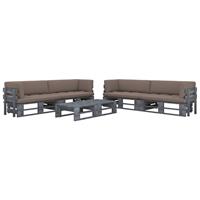 VIDAXL 6-tlg. Paletten-lounge-set Mit Kissen Grau Kiefer Impregniert