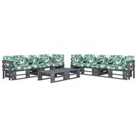 6-delige Loungeset Pallet Met Kussens Grijs Geïmpregneerd Hout