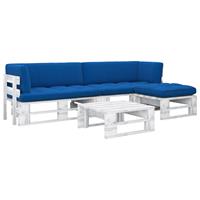 vidaxl 4-tlg. Paletten-Lounge-Set mit Kissen Weiß Kiefer Imprägniert