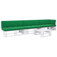 vidaXL 4-tlg. Paletten-Lounge-Set mit Kissen Weiß Kiefer Imprägniert 