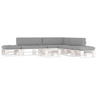 vidaXL 6-delige Loungeset pallet met kussens wit geïmpregneerd hout