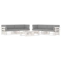 vidaXL 6-tlg. Paletten-Lounge-Set mit Kissen Weiß Kiefer Imprägniert 