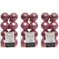 48x Oud Roze Kunststof Kerstballen 4 Cm at/glans - Onbreekbare Plastic Kerstballen - Kerstboomversiering Oud Roze