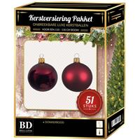 Bellatio Kerstbal En Ster Piek Set 51x Donkerrood - Voor 120 Cm Boom - Kerstboomversiering Donkerrood