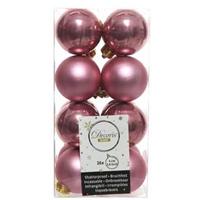 Decoris 16x Oud Roze Kunststof Kerstballen 4 Cm at/glans - Onbreekbare Plastic Kerstballen - Kerstboomversiering Oud Roze