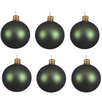 Decoris 6x Donkergroene Glazen Kerstballen 6 Cm at/matte - Kerstboomversiering Donkergroen