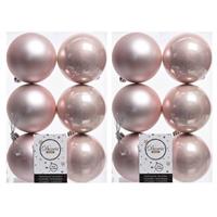 12x Licht Roze Kunststof Kerstballen 8 Cm at/glans - Onbreekbare Plastic Kerstballen - Kerstboomversiering Licht Roze