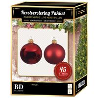 Bellatio Kerstbal En Ster Piek Set 45x Kerst Rood - Voor 120 Cm Boom - Kerstboomversiering Kerst Rood