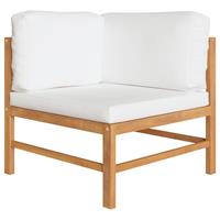 VIDAXL Ecksofa mit Creme Kissen Teak Massivholz