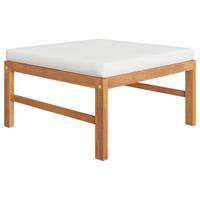 VIDAXL Fußhocker mit Creme Kissen Massivholz Teak