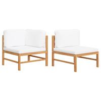 VIDAXL 2-tlg. Garten-Lounge-Set mit Creme Kissen Teakholz