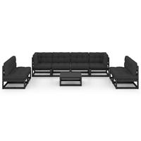 vidaXL 9-delige Loungeset met kussens massief grenenhout