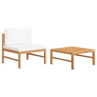 VIDAXL 2-tlg. Garten-Lounge-Set mit Creme Kissen Teakholz