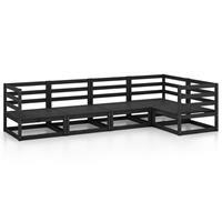 vidaXL 5-delige Loungeset massief grenenhout zwart