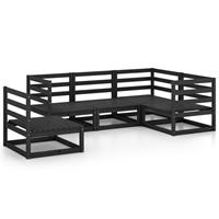 vidaXL 5-delige Loungeset massief grenenhout zwart