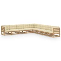 Vidaxl - 9-tlg. Garten-Lounge-Set Kissen Honigbraun Kiefer Massivholz