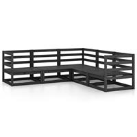 vidaXL 5-delige Loungeset massief grenenhout zwart