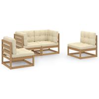 Vidaxl - 4-tlg. Garten-Lounge-Set mit Kissen Kiefer Massivholz