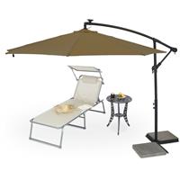 RELAXDAYS Ampelschirm mit Kurbel, ℃ 300 cm, LED Beleuchtung, Schutzhülle, neigbar, XXL Sonnenschirm mit Ständer, braun