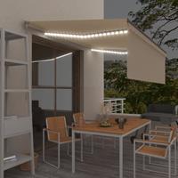 VIDAXL Gelenkarmmarkise Einziehbar mit Volant & LED 4x3 m Creme