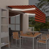 VIDAXL Gelenkarmmarkise Einziehbar mit Volant & LED 4x3 m Orange Braun