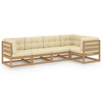vidaXL 5-delige Loungeset met kussens massief grenenhout