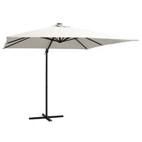 vidaxl Zweefparasol met LED-verlichting en paal 250x250 cm zandkleurig