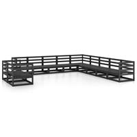 vidaXL 11-delige Loungeset massief grenenhout zwart