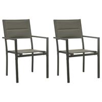 vidaXL Tuinstoelen 2 st textileen en staal grijs en antracietkleurig