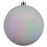 Decoris 1x Grote Parelmoer Witte Kunststof Kerstballen Van 20 Cm - Glans - Parelmoer Witte Kerstballen - Kerstversiering