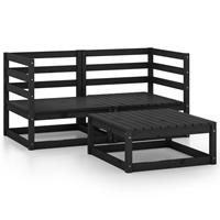 vidaXL 3-tlg. Garten-Lounge-Set Schwarz Massivholz Kiefer 