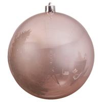 Decoris 1x Grote Lichtroze Kunststof Kerstballen Van 20 Cm - Glans ichtroze Kerstboom Versiering