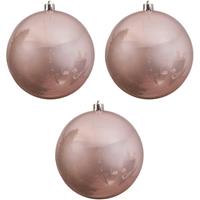 3x Grote Lichtroze Kunststof Kerstballen Van 14 Cm - Glans ichtroze Kerstboom Versiering