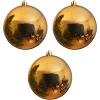 3x Grote Gouden Kunststof Kerstballen Van 14 Cm - Glans - Gouden Kerstboom Versiering