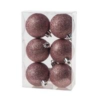 Cosy and Trendy 6x Roze Glitter Kerstballen 6 Cm Kunststof - Kerstbal