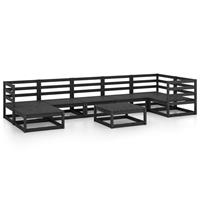 vidaXL 8-delige Loungeset massief grenenhout zwart