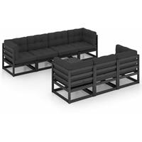vidaXL 8-delige Loungeset met kussens massief grenenhout