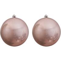 2x Grote Lichtroze Kunststof Kerstballen Van 20 Cm - Glans ichtroze Kerstboom Versiering