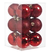 Cosy and Trendy 12x Rode Kerstballen 6 Cm Kunststof Mat/glans - Kerstbal